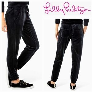 Lilly Pulitzer Mallie 28" Velour Jogger Pant in Onyx Black Sz XXS-S